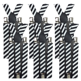 Darrahopens Fashion > Men's Fashion > Men's Accessories 6x Mens Suspenders Braces Adjustable Strong Clip On Elastic Formal Wedding BULK - Black/White Diagonal Stripes