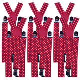 Darrahopens Fashion > Men's Fashion > Men's Accessories 6x Mens Suspenders Braces Adjustable Strong Clip On Elastic Formal Wedding BULK - Red with White Polka Dot