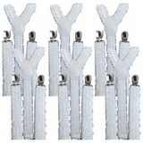 Darrahopens Fashion > Men's Fashion > Men's Accessories 6x Mens Suspenders Braces Adjustable Strong Clip On Elastic Formal Wedding BULK - White (Sequin)