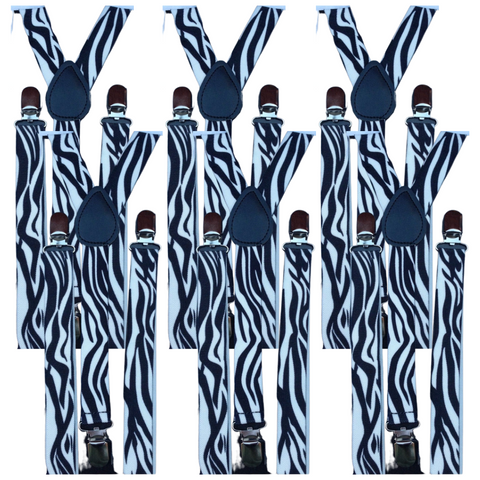Darrahopens Fashion > Men's Fashion > Men's Accessories 6x Mens Suspenders Braces Adjustable Strong Clip On Elastic Formal Wedding BULK - Zebra
