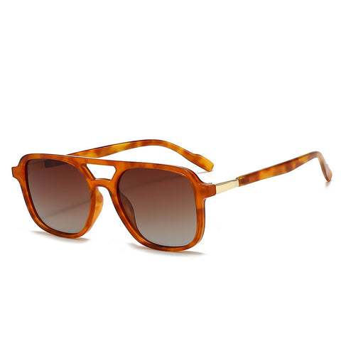 Darrahopens Fashion > Men's Fashion > Men's Accessories Amber tea Retro Double Bridge Square Frame Polarized Sunglasses - Driving Sun Protection Eyewear