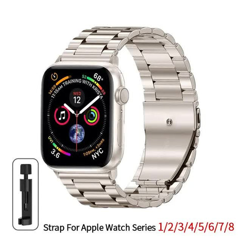 Darrahopens Fashion > Men's Fashion > Men's Accessories Apple Watch Band Stainless Steel Metal Bracelet Compatible with Series 9 8 7 6 5 49mm 45mm 44mm 42mm Starlight