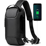 Darrahopens Fashion > Men's Fashion > Men's Accessories Black Lightweight Anti-Theft Tactical Chest Bag - Waterproof Security Sling Bag with 3-Digit Password Lock & Smart USB Charging Port