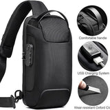 Darrahopens Fashion > Men's Fashion > Men's Accessories Black Lightweight Anti-Theft Tactical Chest Bag - Waterproof Security Sling Bag with 3-Digit Password Lock & Smart USB Charging Port