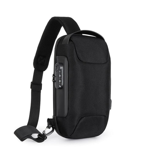 Darrahopens Fashion > Men's Fashion > Men's Accessories Black Lightweight Anti-Theft Tactical Chest Bag - Waterproof Security Sling Bag with 3-Digit Password Lock & Smart USB Charging Port