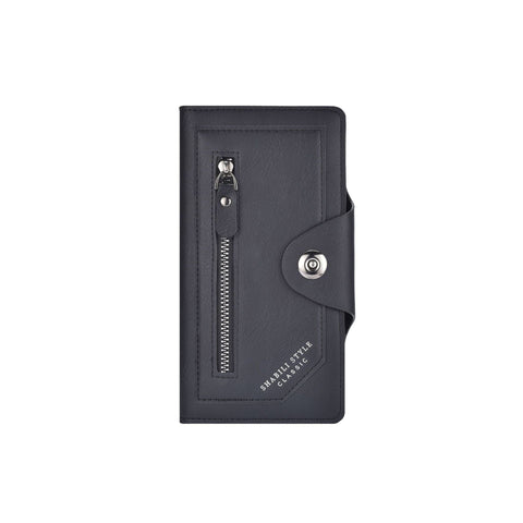 Darrahopens Fashion > Men's Fashion > Men's Accessories Black Vintage Men's Long Wallet Slim PU Leather Clutch with Multi Card Slots and External Zipper Pocket, Large Capacity Fashion Purse for Daily Use