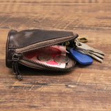 Darrahopens Fashion > Men's Fashion > Men's Accessories Black Vintage Top-Grain Cowhide Key Pouch - Men's Large Capacity Waist-Mounted Retro Key Holder (11x6x6 cm)