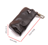 Darrahopens Fashion > Men's Fashion > Men's Accessories Black Vintage Top-Grain Cowhide Key Pouch - Men's Large Capacity Waist-Mounted Retro Key Holder (11x6x6 cm)
