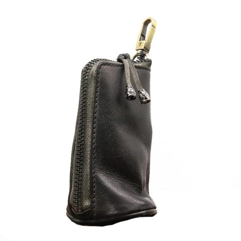 Darrahopens Fashion > Men's Fashion > Men's Accessories Black Vintage Top-Grain Cowhide Key Pouch - Men's Large Capacity Waist-Mounted Retro Key Holder (11x6x6 cm)