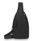 Darrahopens Fashion > Men's Fashion > Men's Accessories Black Waterproof Unisex Chest Bag with USB Charging & Headphone Port  - 3-Layer Large Capacity PU Leather Crossbody Bag