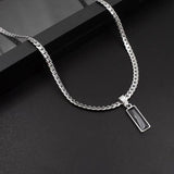 Darrahopens Fashion > Men's Fashion > Men's Accessories Black Zircon Bar Pendant Necklace 40cm+5cm for Men, Stainless Steel Cuban Chain Necklace, Minimalist Hip Hop Street Style Jewellery