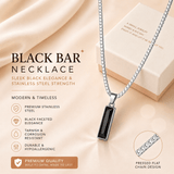 Darrahopens Fashion > Men's Fashion > Men's Accessories Black Zircon Bar Pendant Necklace 45cm+5cm for Men, Stainless Steel Cuban Chain Necklace, Minimalist Hip Hop Street Style Jewellery
