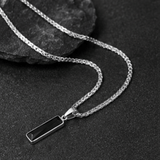 Darrahopens Fashion > Men's Fashion > Men's Accessories Black Zircon Bar Pendant Necklace 45cm+5cm for Men, Stainless Steel Cuban Chain Necklace, Minimalist Hip Hop Street Style Jewellery