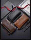 Darrahopens Fashion > Men's Fashion > Men's Accessories Brown Classic Long Zipper Wallet Clutch - Large Capacity PU Leather Phone & Card Holder with Wrist Strap