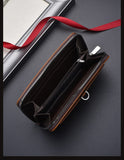 Darrahopens Fashion > Men's Fashion > Men's Accessories Brown Classic Long Zipper Wallet Clutch - Large Capacity PU Leather Phone & Card Holder with Wrist Strap