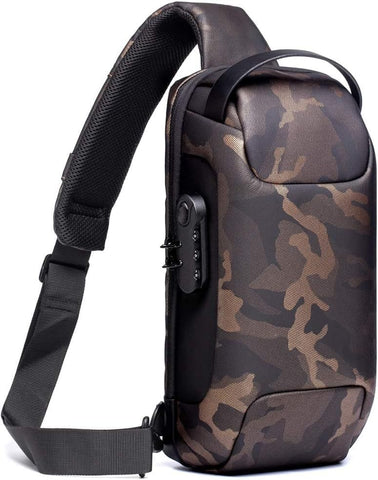 Darrahopens Fashion > Men's Fashion > Men's Accessories Camouflage Lightweight Anti-Theft Tactical Chest Bag - Waterproof Security Sling Bag with 3-Digit Password Lock & Smart USB Charging Port