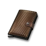 Darrahopens Fashion > Men's Fashion > Men's Accessories Carbon Fiber Credit Card Holder RFID Slim Wallet Compatible with Samsung Minimalist Thin Pop Up Metal Wallet Small Black Bronze