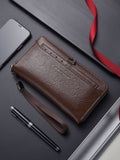Darrahopens Fashion > Men's Fashion > Men's Accessories Coffee Classic Long Zipper Wallet Clutch - Large Capacity PU Leather Phone & Card Holder with Wrist Strap