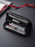 Darrahopens Fashion > Men's Fashion > Men's Accessories Coffee Classic Long Zipper Wallet Clutch - Large Capacity PU Leather Phone & Card Holder with Wrist Strap