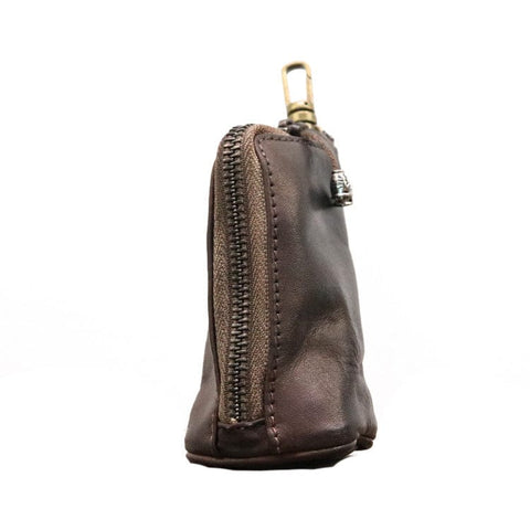 Darrahopens Fashion > Men's Fashion > Men's Accessories Coffee Vintage Top-Grain Cowhide Key Pouch - Men's Large Capacity Waist-Mounted Retro Key Holder (11x6x6 cm)