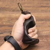 Darrahopens Fashion > Men's Fashion > Men's Accessories Coffee Vintage Top-Grain Cowhide Key Pouch - Men's Large Capacity Waist-Mounted Retro Key Holder (11x6x6 cm)