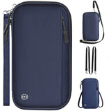 Darrahopens Fashion > Men's Fashion > Men's Accessories Dark blue RFID Blocking Travel Wallet - Multi-functional Large Capacity Passport Holder & Card Organizer with Adjustable Strap for Men & Women