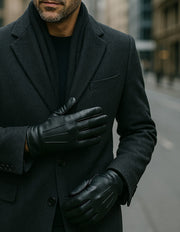 Darrahopens Fashion > Men's Fashion > Men's Accessories Dents Mens Genuine Full Grain Leather Gloves 3 Point Stitch Fleece Lined Warm Winter in Black In Australia - Darrahopens