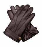 Dents Mens Wool Knit Lined Leather Gloves with Strap and Stud - Brown In Australia - Darrahopens