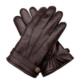 Dents Mens Wool Knit Lined Leather Gloves with Strap and Stud - Brown In Australia - Darrahopens