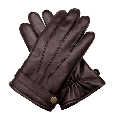 Dents Mens Wool Knit Lined Leather Gloves with Strap and Stud - Brown In Australia - Darrahopens