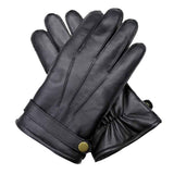 Dents Mens Wool Knit Lined Leather Gloves with Strap and Stud Warm Winter - Black In Australia - Darrahopens
