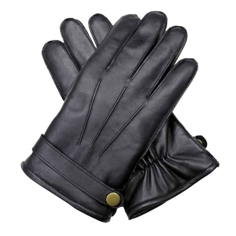 Dents Mens Wool Knit Lined Leather Gloves with Strap and Stud Warm Winter - Black In Australia - Darrahopens