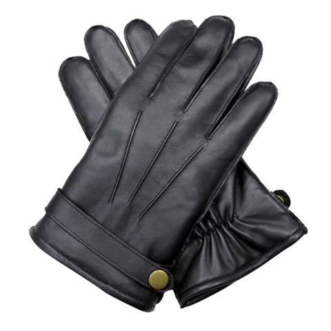 Darrahopens Fashion > Men's Fashion > Men's Accessories Dents Mens Wool Knit Lined Leather Gloves with Strap and Stud Warm Winter - Black In Australia - Darrahopens