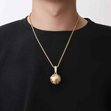Darrahopens Fashion > Men's Fashion > Men's Accessories Football Hollow Pendant Necklace, Synthetic Zirconia Setting, Hip Hop Sporty Style, Trendy and Versatile.(golden)
