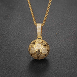 Darrahopens Fashion > Men's Fashion > Men's Accessories Football Hollow Pendant Necklace, Synthetic Zirconia Setting, Hip Hop Sporty Style, Trendy and Versatile.(golden)