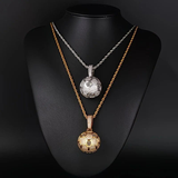Darrahopens Fashion > Men's Fashion > Men's Accessories Football Hollow Pendant Necklace, Synthetic Zirconia Setting, Hip Hop Sporty Style, Trendy and Versatile.(golden)