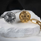Darrahopens Fashion > Men's Fashion > Men's Accessories Football Hollow Pendant Necklace, Synthetic Zirconia Setting, Hip Hop Sporty Style, Trendy and Versatile.(golden)