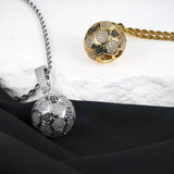 Darrahopens Fashion > Men's Fashion > Men's Accessories Football Hollow Pendant Necklace, Synthetic Zirconia Setting, Hip Hop Sporty Style, Trendy and Versatile.(silver)