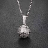 Darrahopens Fashion > Men's Fashion > Men's Accessories Football Hollow Pendant Necklace, Synthetic Zirconia Setting, Hip Hop Sporty Style, Trendy and Versatile.(silver)