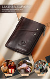 Darrahopens Fashion > Men's Fashion > Men's Accessories Genuine Leather Double Zipper Wallet - Red RFID Blocking Bifold Card Holder - Vintage Cowhide Purse with Coin Pockets (13cm)