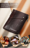 Darrahopens Fashion > Men's Fashion > Men's Accessories Genuine Leather Mens Wallet Double Zipper - RFID Blocking Bifold Card Holder with Coin Pocket - Black Gift for Him