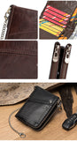 Darrahopens Fashion > Men's Fashion > Men's Accessories Genuine Leather Mens Wallet Double Zipper - RFID Blocking Bifold Card Holder with Coin Pocket - Black Gift for Him