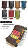 Darrahopens Fashion > Men's Fashion > Men's Accessories Genuine Leather Mens Wallet Double Zipper - RFID Blocking Bifold Card Holder with Coin Pocket - Green Gift for Him