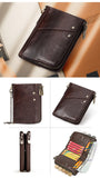 Darrahopens Fashion > Men's Fashion > Men's Accessories Genuine Leather Mens Wallet Double Zipper - RFID Blocking Bifold Card Holder with Coin Pocket - Vintage Brown Gift for Him
