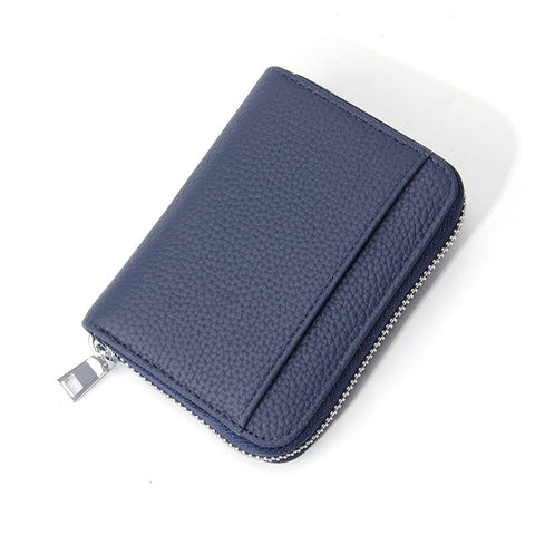 Darrahopens Fashion > Men's Fashion > Men's Accessories Genuine Leather RFID Blocking Accordion Card Holder & Coin Purse - Large Capacity Zip Wallet(blue)