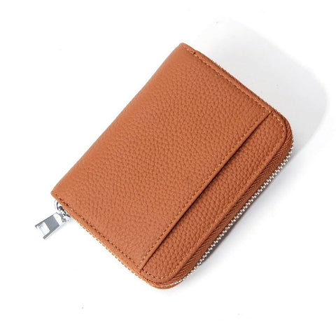 Darrahopens Fashion > Men's Fashion > Men's Accessories Genuine Leather RFID Blocking Accordion Card Holder & Coin Purse - Large Capacity Zip Wallet(brown)