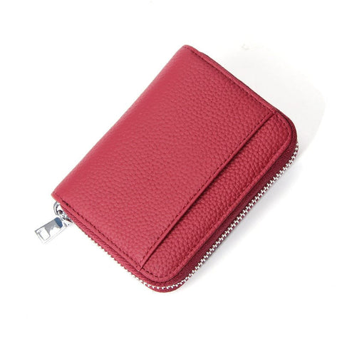 Darrahopens Fashion > Men's Fashion > Men's Accessories Genuine Leather RFID Blocking Accordion Card Holder & Coin Purse - Large Capacity Zip Wallet(red)