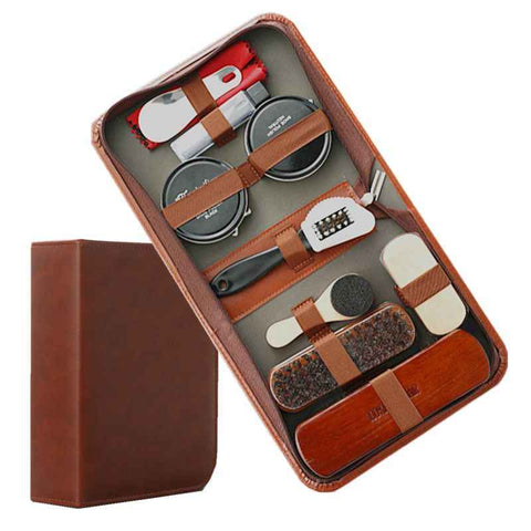 Darrahopens Fashion > Men's Fashion > Men's Accessories Gold Men's shoe care kit, leather shoe care, men's accessories, shoe care tools, leather case, Australian shoe care, leather polish kit