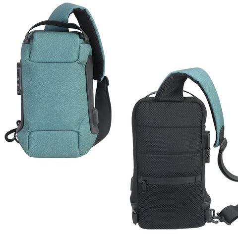 Darrahopens Fashion > Men's Fashion > Men's Accessories Green Lightweight Anti-Theft Tactical Chest Bag - Waterproof Security Sling Bag with 3-Digit Password Lock & Smart USB Charging Port
