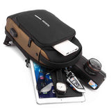 Darrahopens Fashion > Men's Fashion > Men's Accessories Grey Gold High Capacity Anti-Theft Tactical Chest Bag - Waterproof Leather-Film Sling with USB Charging & TSA Password Lock